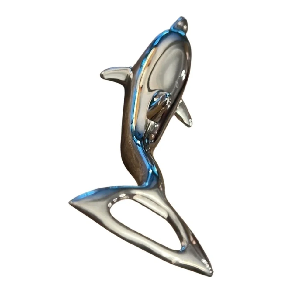 Dolphin Bottle‎ Opener Silver Plated Nautical Barware Kitchen Decor Mid Century